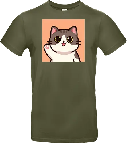 Cute waving cat - cute cat, waving cat, kitty, cat lover, kawaii, pet, animal, cute design - Standard T-Shirt
