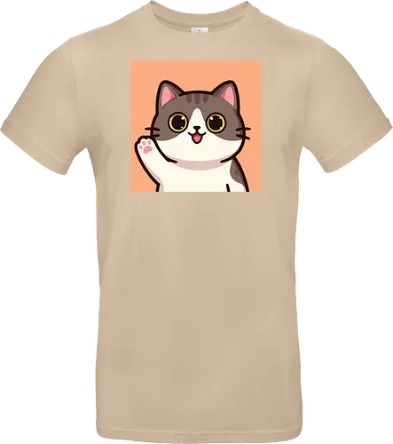 Cute waving cat - cute cat, waving cat, kitty, cat lover, kawaii, pet, animal, cute design - Standard T-Shirt