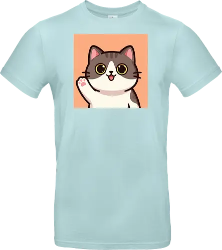 Cute waving cat - cute cat, waving cat, kitty, cat lover, kawaii, pet, animal, cute design - Standard T-Shirt
