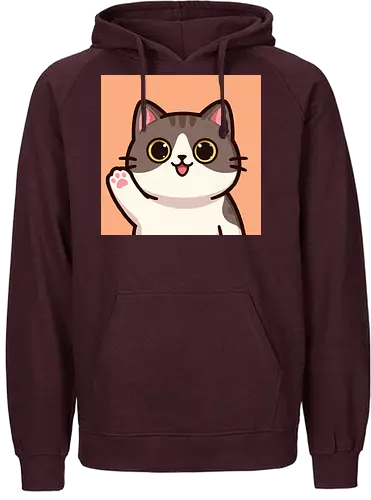 Cute waving cat - cute cat, waving cat, kitty, cat lover, kawaii, pet, animal, cute design - Fairtrade Hoodie