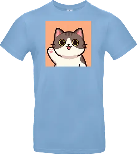 Cute waving cat - cute cat, waving cat, kitty, cat lover, kawaii, pet, animal, cute design - Standard T-Shirt