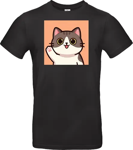 Cute waving cat - cute cat, waving cat, kitty, cat lover, kawaii, pet, animal, cute design - Standard T-Shirt
