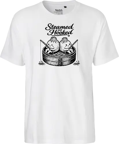 Steamed And Hooked - bao, xia long bao, dumpling, chinese food, comfort food, funny dumpling, dumplings, steamed dumpling, hooked - Fairtrade T-Shirt