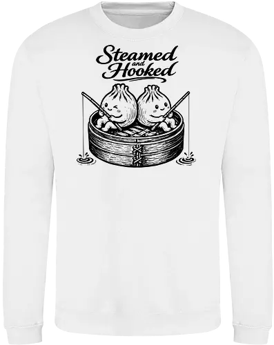 Steamed And Hooked - bao, xia long bao, dumpling, chinese food, comfort food, funny dumpling, dumplings, steamed dumpling, hooked - Sweatshirt