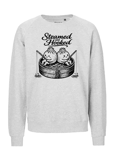 Steamed And Hooked - bao, xia long bao, dumpling, chinese food, comfort food, funny dumpling, dumplings, steamed dumpling, hooked - Fairtrade Sweatshirt