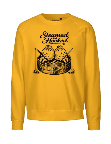 Steamed And Hooked - bao, xia long bao, dumpling, chinese food, comfort food, funny dumpling, dumplings, steamed dumpling, hooked - Fairtrade Sweatshirt