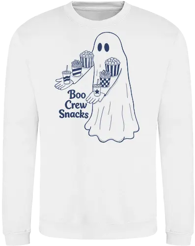 Boo Crew Snacks  - ghost, boo, movie snacks, popcorn, soda, french fries, boo crew snack, movie lover, horror movie, funny snacks, halloween, spooky season, halloween design - Sweatshirt