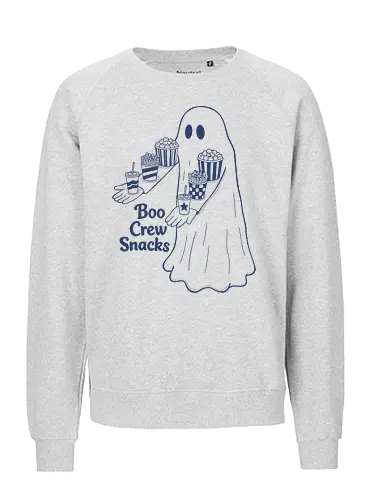 Boo Crew Snacks  - ghost, boo, movie snacks, popcorn, soda, french fries, boo crew snack, movie lover, horror movie, funny snacks, halloween, spooky season, halloween design - Fairtrade Sweatshirt