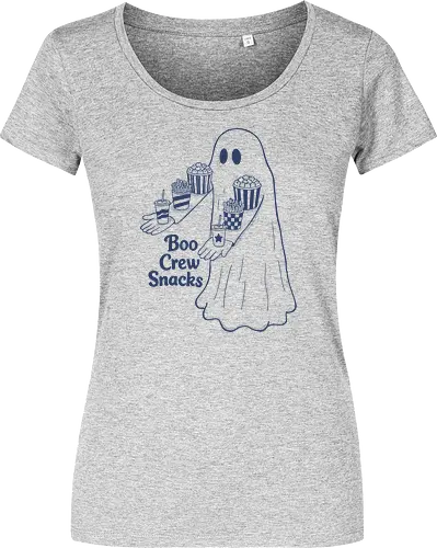 Boo Crew Snacks  - ghost, boo, movie snacks, popcorn, soda, french fries, boo crew snack, movie lover, horror movie, funny snacks, halloween, spooky season, halloween design - Damen T-Shirt