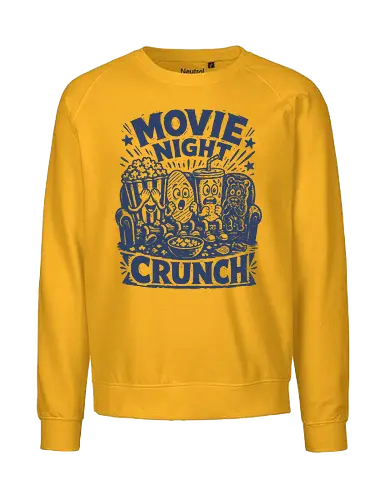 Movie Night Crunch - movie night, horror movie, movie lover, movie snacks, popcorn, soda, french fries, funny food, cinema snacks, crunch - Fairtrade Sweatshirt