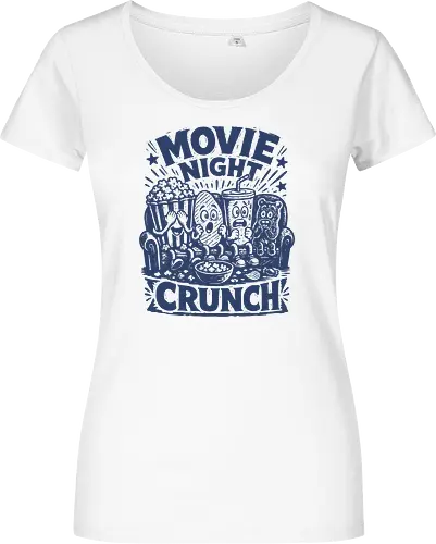 Movie Night Crunch - movie night, horror movie, movie lover, movie snacks, popcorn, soda, french fries, funny food, cinema snacks, crunch - Damen T-Shirt