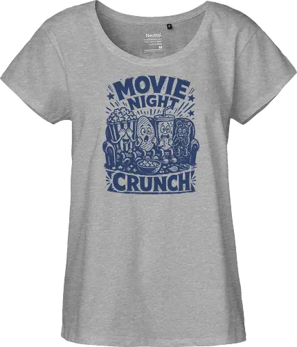 Movie Night Crunch - movie night, horror movie, movie lover, movie snacks, popcorn, soda, french fries, funny food, cinema snacks, crunch - Fairtrade Girl Shirt