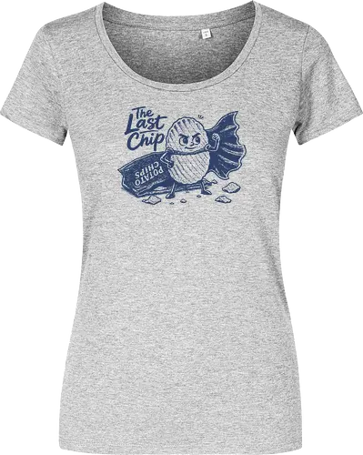 The Last Chip - chip, chips, potato, the last chip, potato chip, crunchy, snacks, funny food - Damen T-Shirt