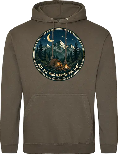 Not All Who Wander Are Lost Camping Abenteuer Frieden - Camping, Abenteuer, Natur, Outdoor, Berge, Wandern, Lagerfeuer, Abenteuerlust, Wald - Standard Hoodie