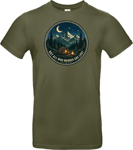 Not All Who Wander Are Lost Camping Abenteuer Frieden - Camping, Abenteuer, Natur, Outdoor, Berge, Wandern, Lagerfeuer, Abenteuerlust, Wald - Standard T-Shirt