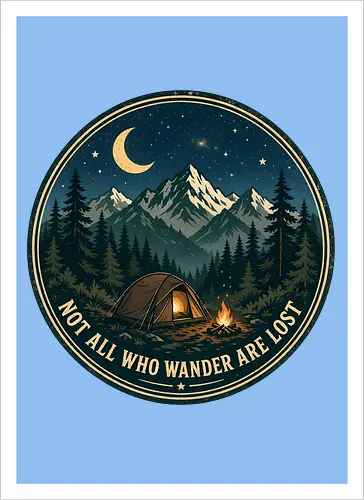 Not All Who Wander Are Lost Camping Abenteuer Frieden - Camping, Abenteuer, Natur, Outdoor, Berge, Wandern, Lagerfeuer, Abenteuerlust, Wald - Kunstdruck