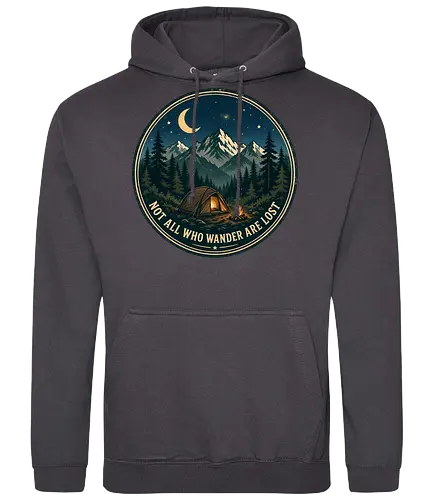 Not All Who Wander Are Lost Camping Abenteuer Frieden - Camping, Abenteuer, Natur, Outdoor, Berge, Wandern, Lagerfeuer, Abenteuerlust, Wald - Standard Hoodie