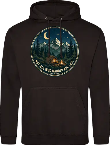 Not All Who Wander Are Lost Camping Abenteuer Frieden - Camping, Abenteuer, Natur, Outdoor, Berge, Wandern, Lagerfeuer, Abenteuerlust, Wald - Standard Hoodie