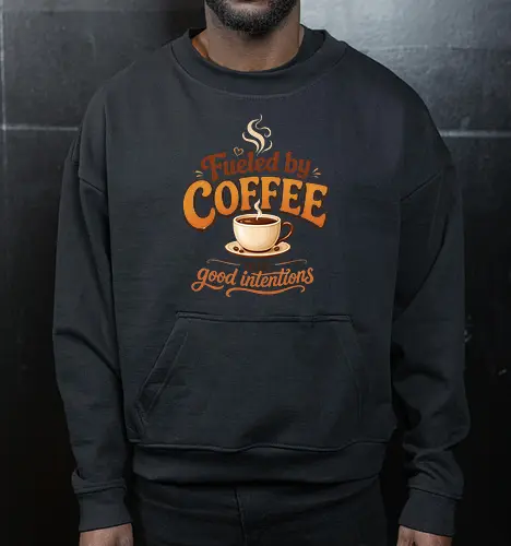 Fueled by Coffee and Good Intentions Kaffee Spruch Design - Kaffee, Coffee, Kaffeeliebhaber, Espresso, Spruch, Lifestyle, Morgenmuffel, Genuss, Office - Cropped Sweatshirt