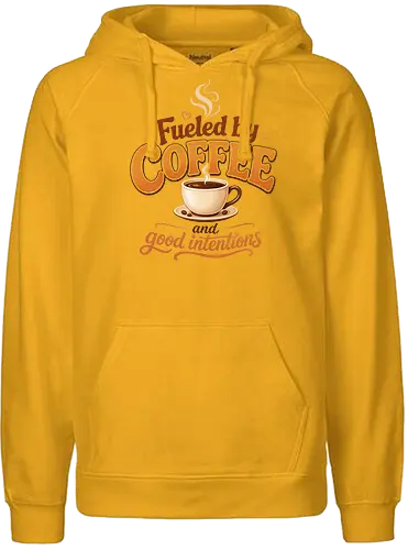 Fueled by Coffee and Good Intentions Kaffee Spruch Design - Kaffee, Coffee, Kaffeeliebhaber, Espresso, Spruch, Lifestyle, Morgenmuffel, Genuss, Office - Fairtrade Hoodie