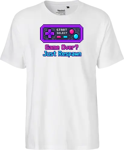 Game Over Just Respawn Gamer Controller Retro Gaming - Gaming, Retro, Videospiele, Controller, Zocker, Nerd, Geek, Respawn, Gamer - Fairtrade T-Shirt