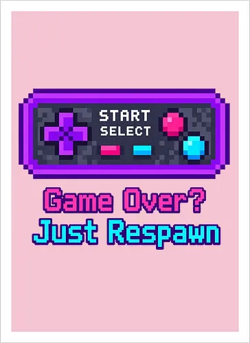 Game Over Just Respawn Gamer Controller Retro Gaming - Gaming, Retro, Videospiele, Controller, Zocker, Nerd, Geek, Respawn, Gamer - Kunstdruck