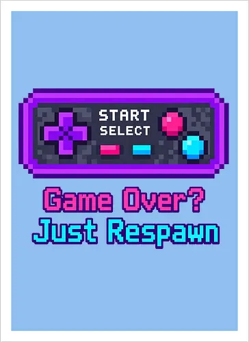 Game Over Just Respawn Gamer Controller Retro Gaming - Gaming, Retro, Videospiele, Controller, Zocker, Nerd, Geek, Respawn, Gamer - Kunstdruck