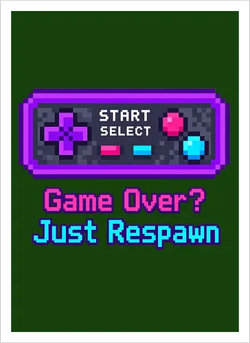 Game Over Just Respawn Gamer Controller Retro Gaming - Gaming, Retro, Videospiele, Controller, Zocker, Nerd, Geek, Respawn, Gamer - Kunstdruck