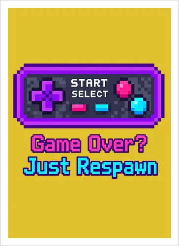 Game Over Just Respawn Gamer Controller Retro Gaming - Gaming, Retro, Videospiele, Controller, Zocker, Nerd, Geek, Respawn, Gamer - Kunstdruck