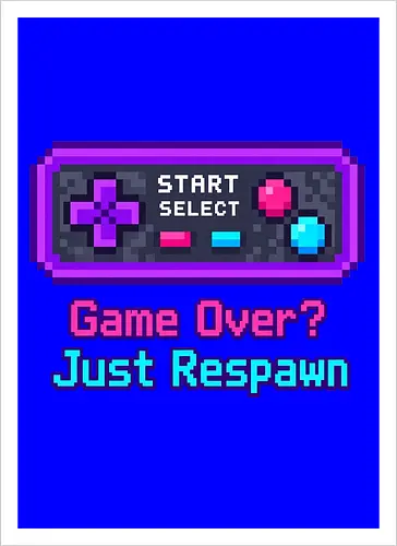 Game Over Just Respawn Gamer Controller Retro Gaming - Gaming, Retro, Videospiele, Controller, Zocker, Nerd, Geek, Respawn, Gamer - Kunstdruck