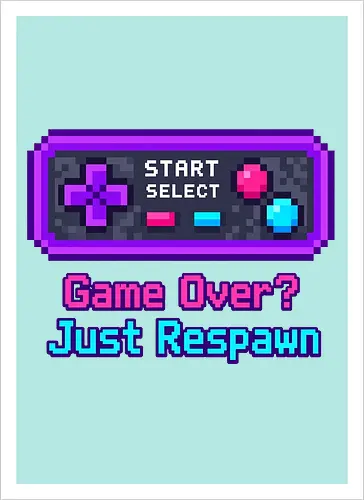 Game Over Just Respawn Gamer Controller Retro Gaming - Gaming, Retro, Videospiele, Controller, Zocker, Nerd, Geek, Respawn, Gamer - Kunstdruck