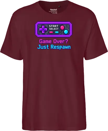 Game Over Just Respawn Gamer Controller Retro Gaming - Gaming, Retro, Videospiele, Controller, Zocker, Nerd, Geek, Respawn, Gamer - Fairtrade T-Shirt