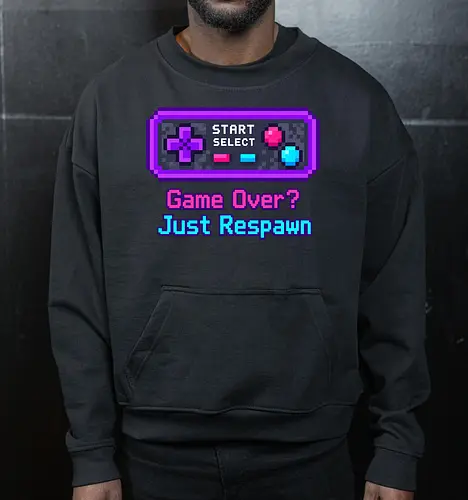 Game Over Just Respawn Gamer Controller Retro Gaming - Gaming, Retro, Videospiele, Controller, Zocker, Nerd, Geek, Respawn, Gamer - Cropped Sweatshirt