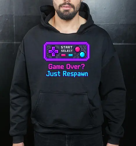 Game Over Just Respawn Gamer Controller Retro Gaming - Gaming, Retro, Videospiele, Controller, Zocker, Nerd, Geek, Respawn, Gamer - Cropped Hoodie