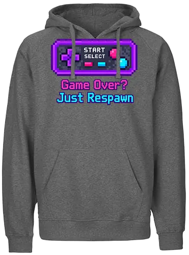 Game Over Just Respawn Gamer Controller Retro Gaming - Gaming, Retro, Videospiele, Controller, Zocker, Nerd, Geek, Respawn, Gamer - Fairtrade Hoodie
