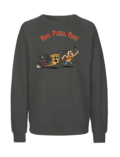 Run Pizza Run Lustiges Fast Food Pizza Design - Pizza, Fast Food, Lustig, Spruch, Foodie, Pizzeria, Humor, Essen, Fun - Fairtrade Sweatshirt