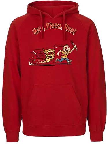 Run Pizza Run Lustiges Fast Food Pizza Design - Pizza, Fast Food, Lustig, Spruch, Foodie, Pizzeria, Humor, Essen, Fun - Fairtrade Hoodie