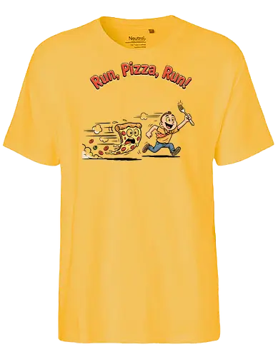 Run Pizza Run Lustiges Fast Food Pizza Design - Pizza, Fast Food, Lustig, Spruch, Foodie, Pizzeria, Humor, Essen, Fun - Fairtrade T-Shirt