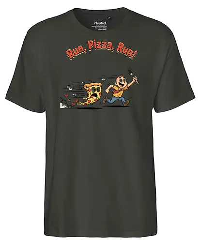 Run Pizza Run Lustiges Fast Food Pizza Design - Pizza, Fast Food, Lustig, Spruch, Foodie, Pizzeria, Humor, Essen, Fun - Fairtrade T-Shirt