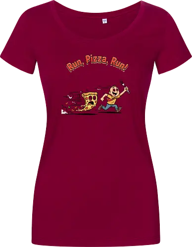Run Pizza Run Lustiges Fast Food Pizza Design - Pizza, Fast Food, Lustig, Spruch, Foodie, Pizzeria, Humor, Essen, Fun - Damen T-Shirt