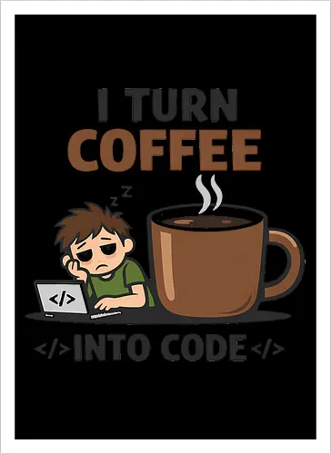 I Turn Coffee Into Code Programmierer Kaffee - Programmierer, Entwickler, Kaffee, Code, Coding, Coffee, Software, Nerd, Geek - Kunstdruck