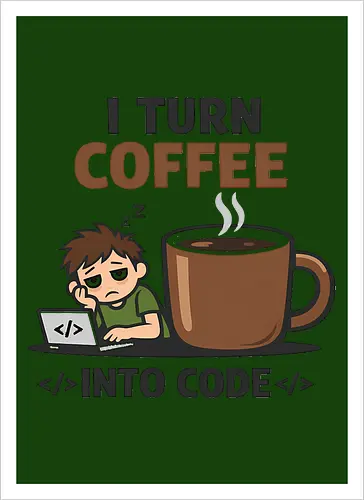I Turn Coffee Into Code Programmierer Kaffee - Programmierer, Entwickler, Kaffee, Code, Coding, Coffee, Software, Nerd, Geek - Kunstdruck