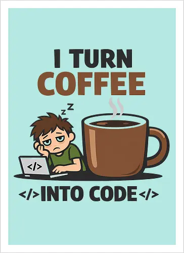 I Turn Coffee Into Code Programmierer Kaffee - Programmierer, Entwickler, Kaffee, Code, Coding, Coffee, Software, Nerd, Geek - Kunstdruck