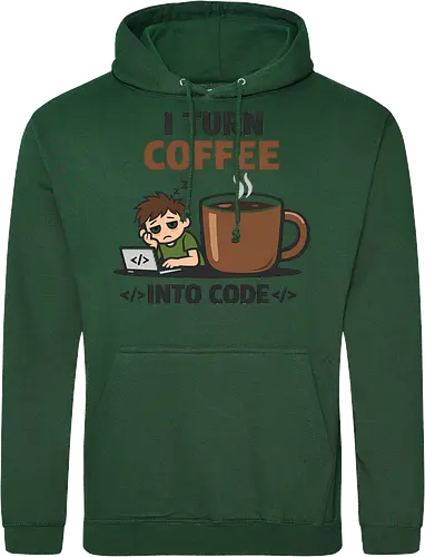 I Turn Coffee Into Code Programmierer Kaffee - Programmierer, Entwickler, Kaffee, Code, Coding, Coffee, Software, Nerd, Geek - Standard Hoodie