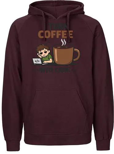 I Turn Coffee Into Code Programmierer Kaffee - Programmierer, Entwickler, Kaffee, Code, Coding, Coffee, Software, Nerd, Geek - Fairtrade Hoodie