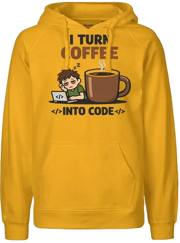 I Turn Coffee Into Code Programmierer Kaffee - Programmierer, Entwickler, Kaffee, Code, Coding, Coffee, Software, Nerd, Geek - Fairtrade Hoodie