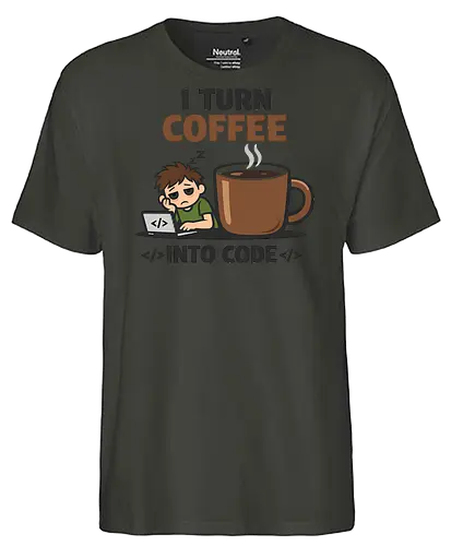 I Turn Coffee Into Code Programmierer Kaffee - Programmierer, Entwickler, Kaffee, Code, Coding, Coffee, Software, Nerd, Geek - Fairtrade T-Shirt