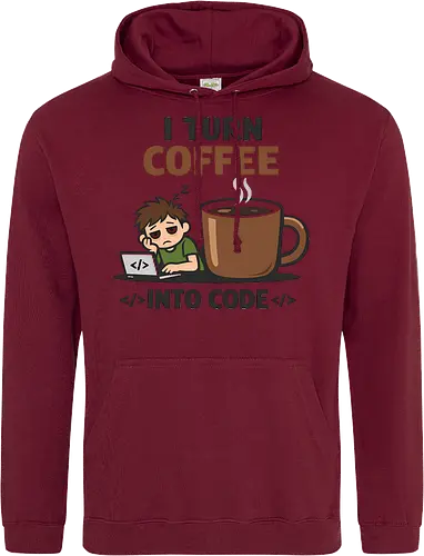 I Turn Coffee Into Code Programmierer Kaffee - Programmierer, Entwickler, Kaffee, Code, Coding, Coffee, Software, Nerd, Geek - Standard Hoodie