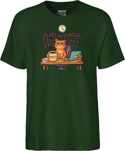 Katze Anti-Social Lustiges Büro Spruch Design - Katze, Cat, Büro, Spruch, Lustig, Humor, Arbeit, Office, Sarkasmus - Fairtrade T-Shirt