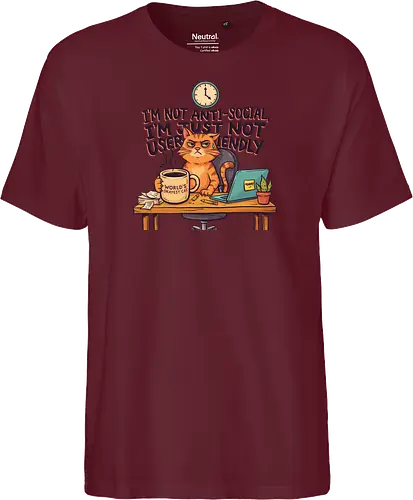 Katze Anti-Social Lustiges Büro Spruch Design - Katze, Cat, Büro, Spruch, Lustig, Humor, Arbeit, Office, Sarkasmus - Fairtrade T-Shirt